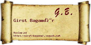 Girst Bagamér névjegykártya